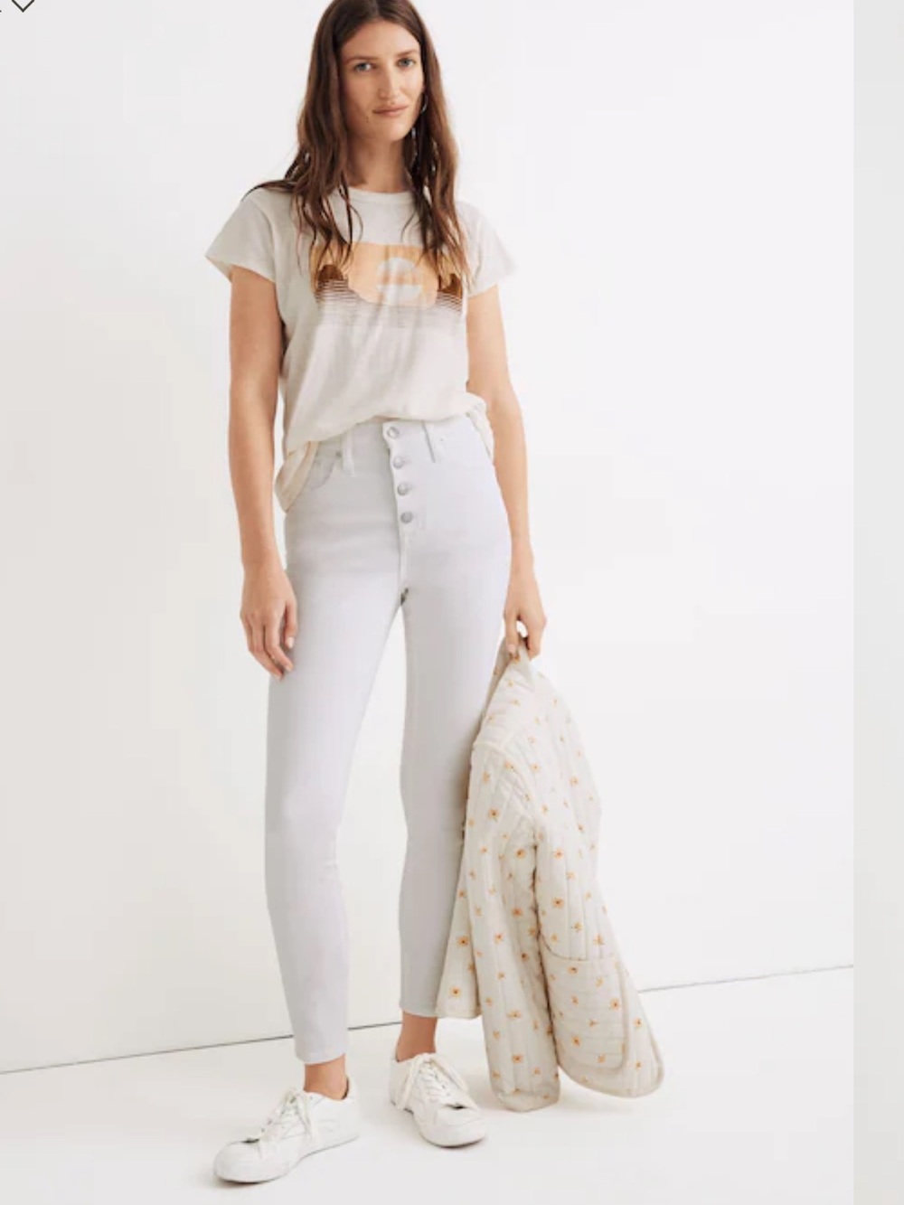 Madewell 10" High-Rise Skinny Crop Jeans in Pure White: Button-Front Edition